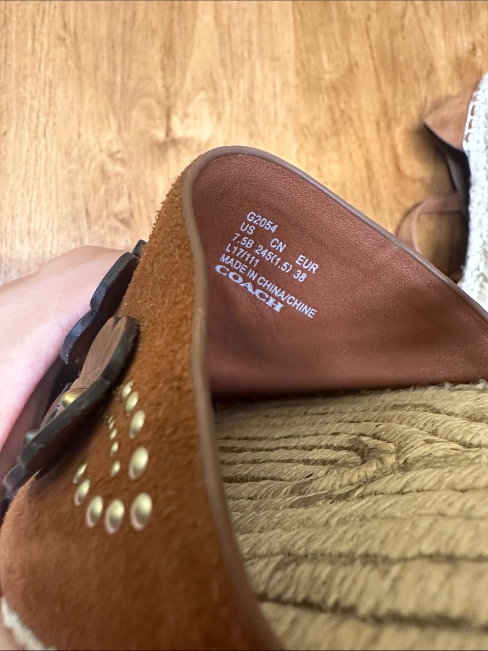 Coach Brown Leather Floral Espadrilles with Ankle Strap - Picture 7 of 8